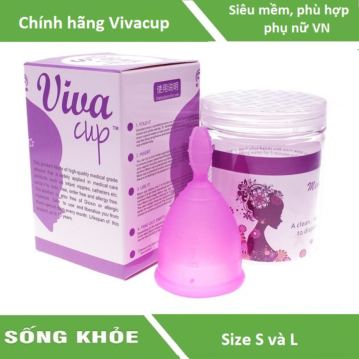 Cốc nguyệt san Vivacup màu hồng, size L