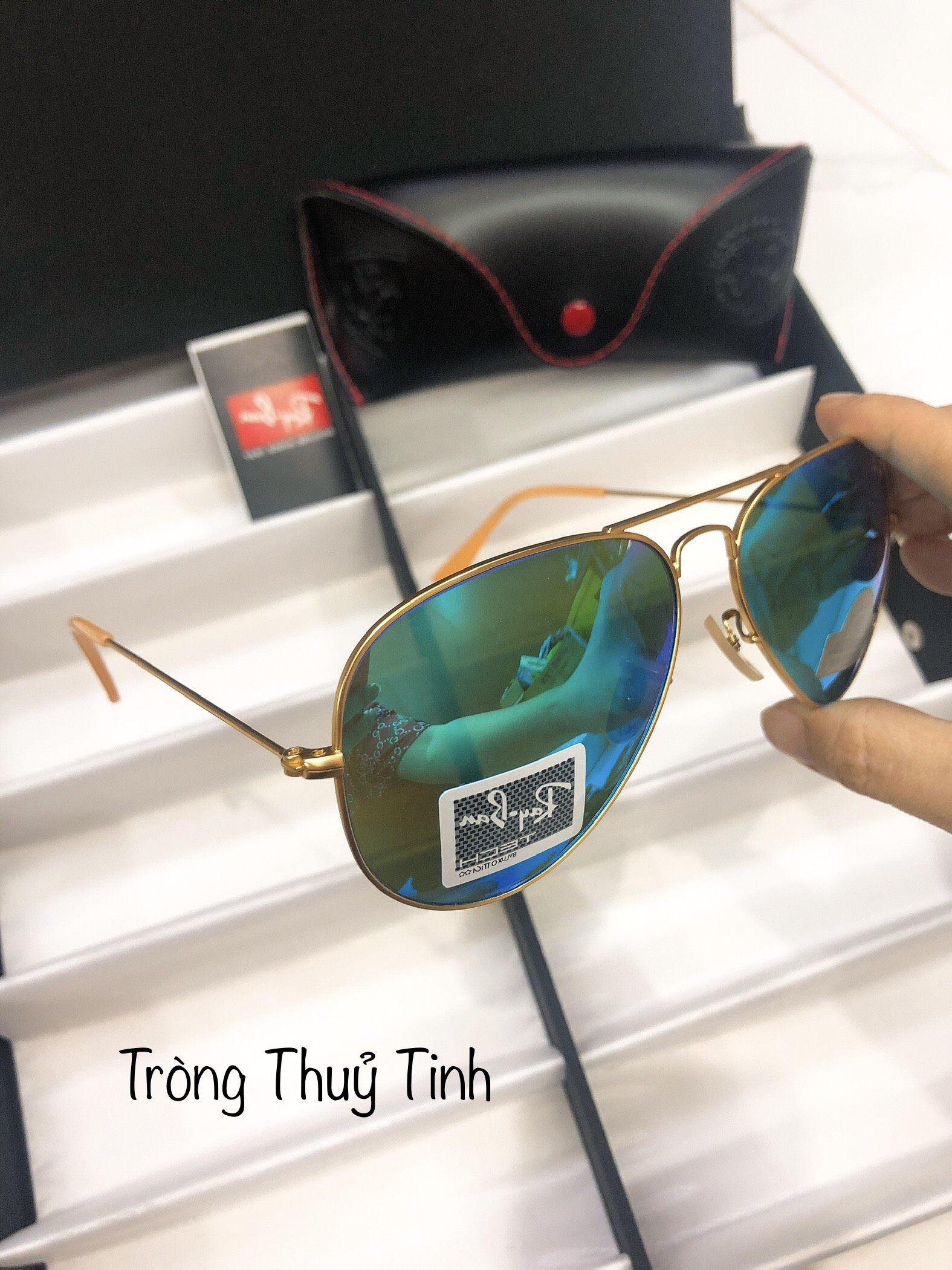 Mắt Kính Mát Nam, tròng thuỷ tinh – Kính mát nam đẹp tặng kèm túi đựng kính và khăn lụa