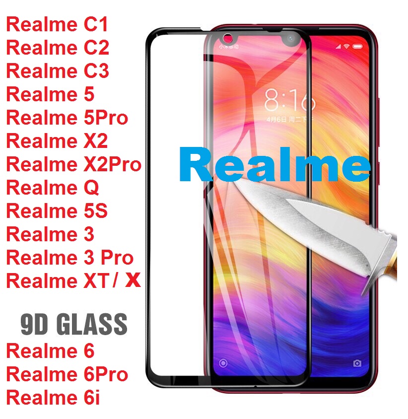 Kính cường lực 9d realme c1/c2/c3...full màn đủ loại.