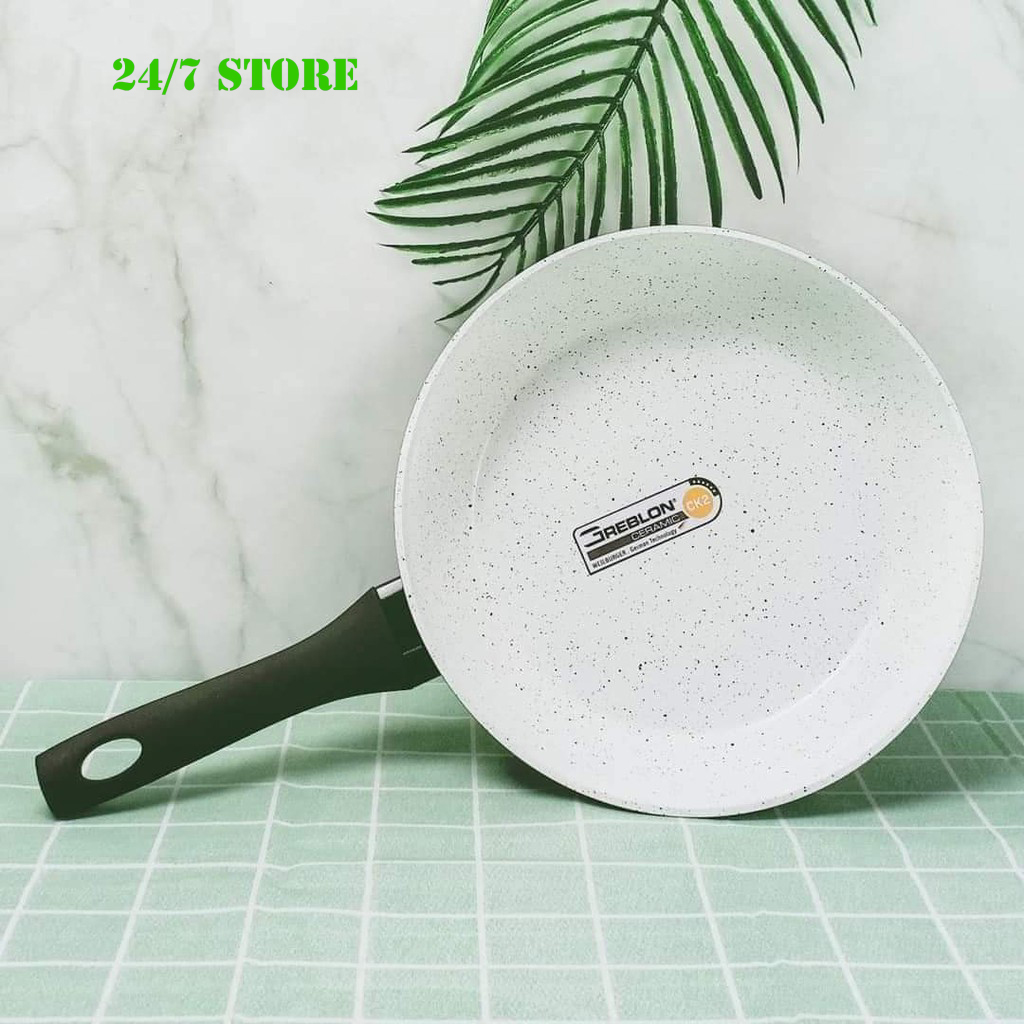 Chảo chống dính bếp từ men Ceramic của Đức, vân đá, Thương hiệu Rapido, men nhập khẩu từ Đức đáy chấm [Có 2 size: 24cm, 28cm]