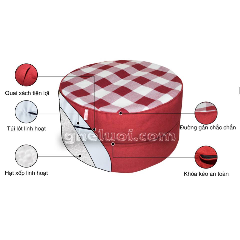 Đôn gác chân hạt xốp ghế lười, sofa The Beanbag House tạo sự thoải mái cho đôi chân, đôn ngồi, phụ kiện trang trí phòng khách.