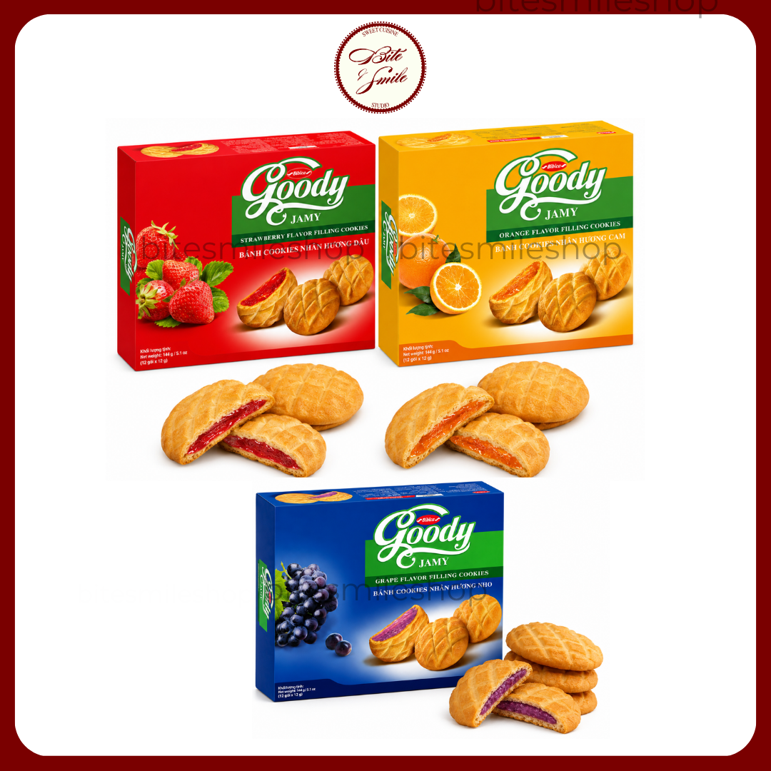 Bánh Jamy Bibica Nhân Mứt Trái Cây 3 Vị Nho Cam Dâu Thơm Ngon (Hộp 200g)