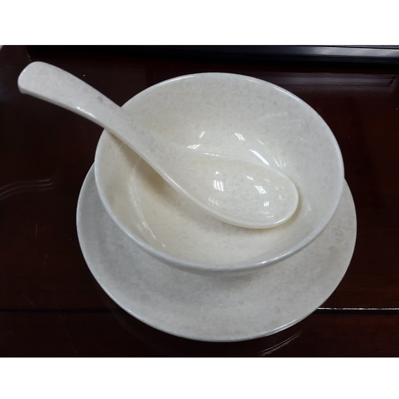 Bộ 10 muỗng cơm,canh,súp nhựa melamine vân đá trắng size 14.3 x 3.9 x 1.7 cm