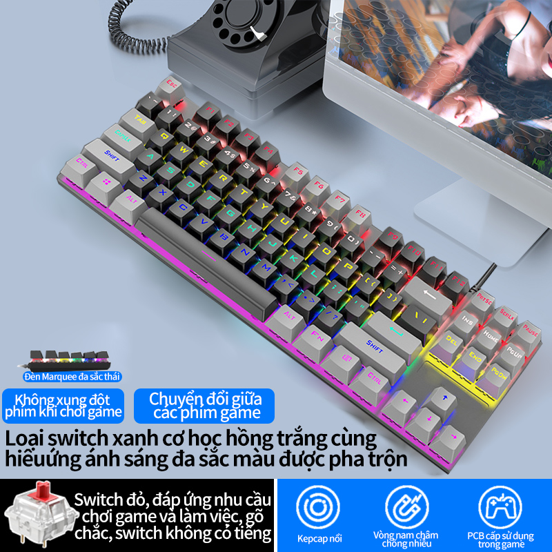 Bàn Phím Cơ Chuyên Game-Bàn Phím Cơ Máy Tính K550 Pro Led RGB -Bảo hành,Blue Switch Có 10 Chế Độ Màu
