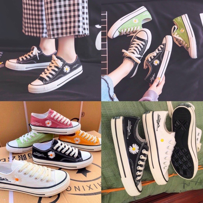 💯💥giày siêu rẻ 💥 ❤️ giày cv hoa cúc học sinh nam nữ size 35-44 2 màu đen,trắng ❤️