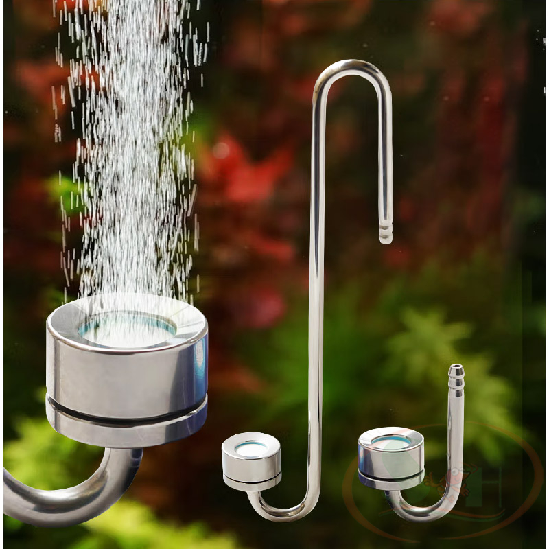 Sủi co2 inox mufan | cốc sủi co2 siêu mịn dài 25cm/30cm/35cm- dạng treo cho bể thuỷ sinh, bể cá