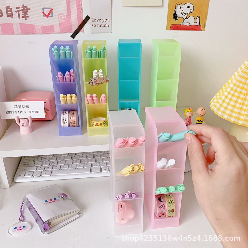 Kệ đựng bút BeBel kệ để bút basic BW hộp đựng bút để bàn nhiều ngăn Muji văn phòng phẩm