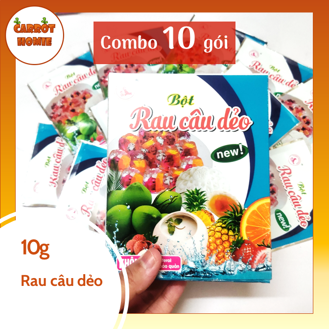 Combo 10 gói bột rau câu dẻo trái dừa 10g làm thạch dừa, pudding siêu mềm