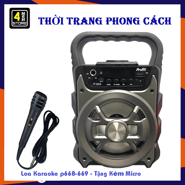 ⚡ tặng kèm micro ⚡ loa karaoke bluetooth p668 - 669 - gọn nhẹ bass đầy chơi cực êm - led cực ngầu