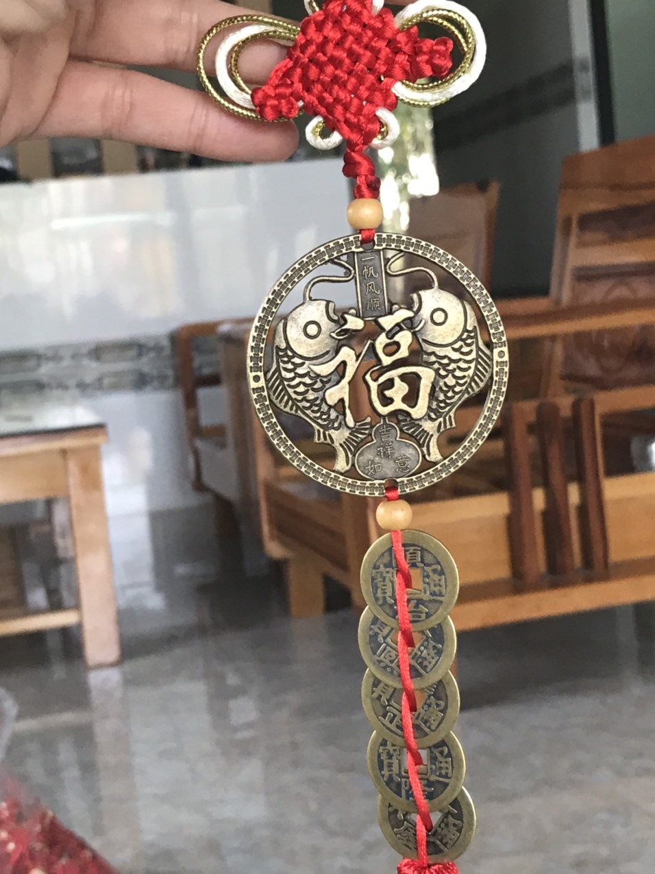 Dây Đồng Xu Ngũ Đế Kèm Đồng Xu Cặp Cá Chép Thu Hút Thành Công
