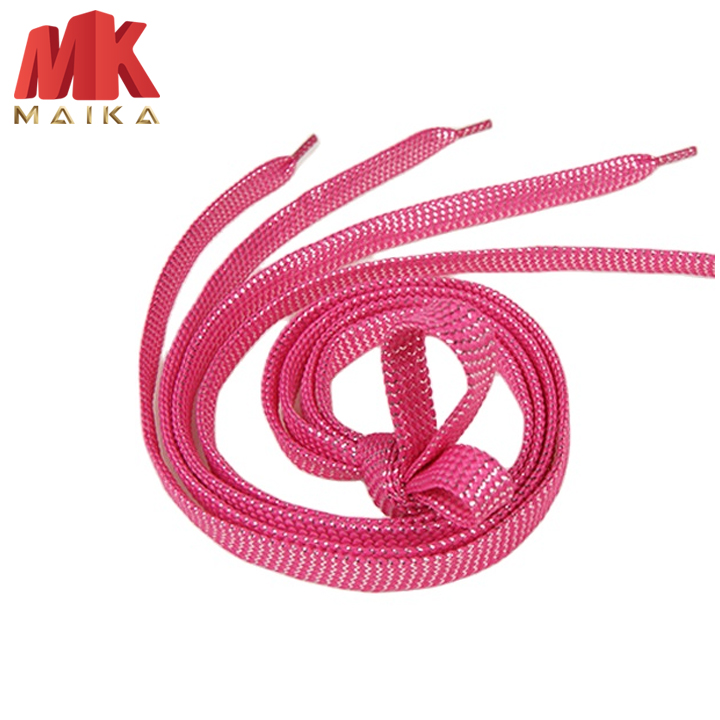 (1 đôi) - Dây Buộc Giày Sợi Dẹt Màu Hồng Kim Tuyến Bạc MKPK10 110cm - dây giày nam nữ, dây giày thể thao dẹt, dây buộc giày thời trang, dây giày dù, dây dù, dây giày phượt, dây giày vải MK MAIKA