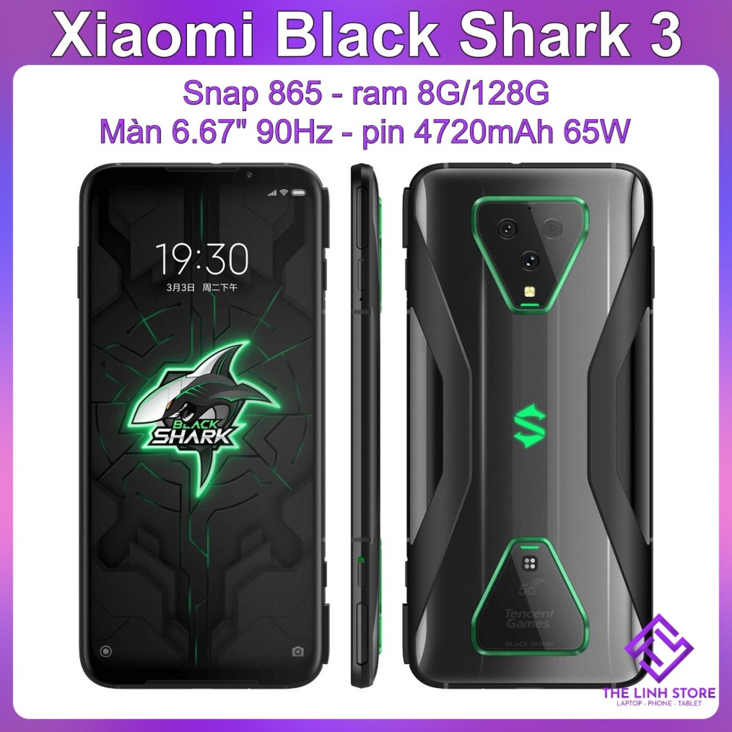 Điện thoại xiaomi black shark 3 ram 8g 128g - snaρ 865 màn 6.67 inch 90hz