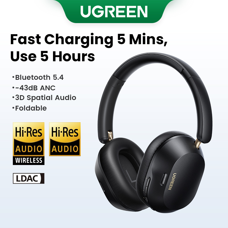 Tai nghe chụp tai không dây UGREEN Bluetooth gắn trên đầu Hitune Max5C 5.4 không dây Wireless ANC Earphone 38dB Tai nghe thể thao có Mic khử tiếng ồn for iPhone 15 Pro Max Model:35757