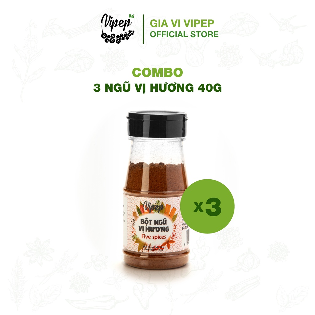 Bột ngũ vị hương Vipep 40g - gia vị tẩm ướp thượng hạng set 3 hũ