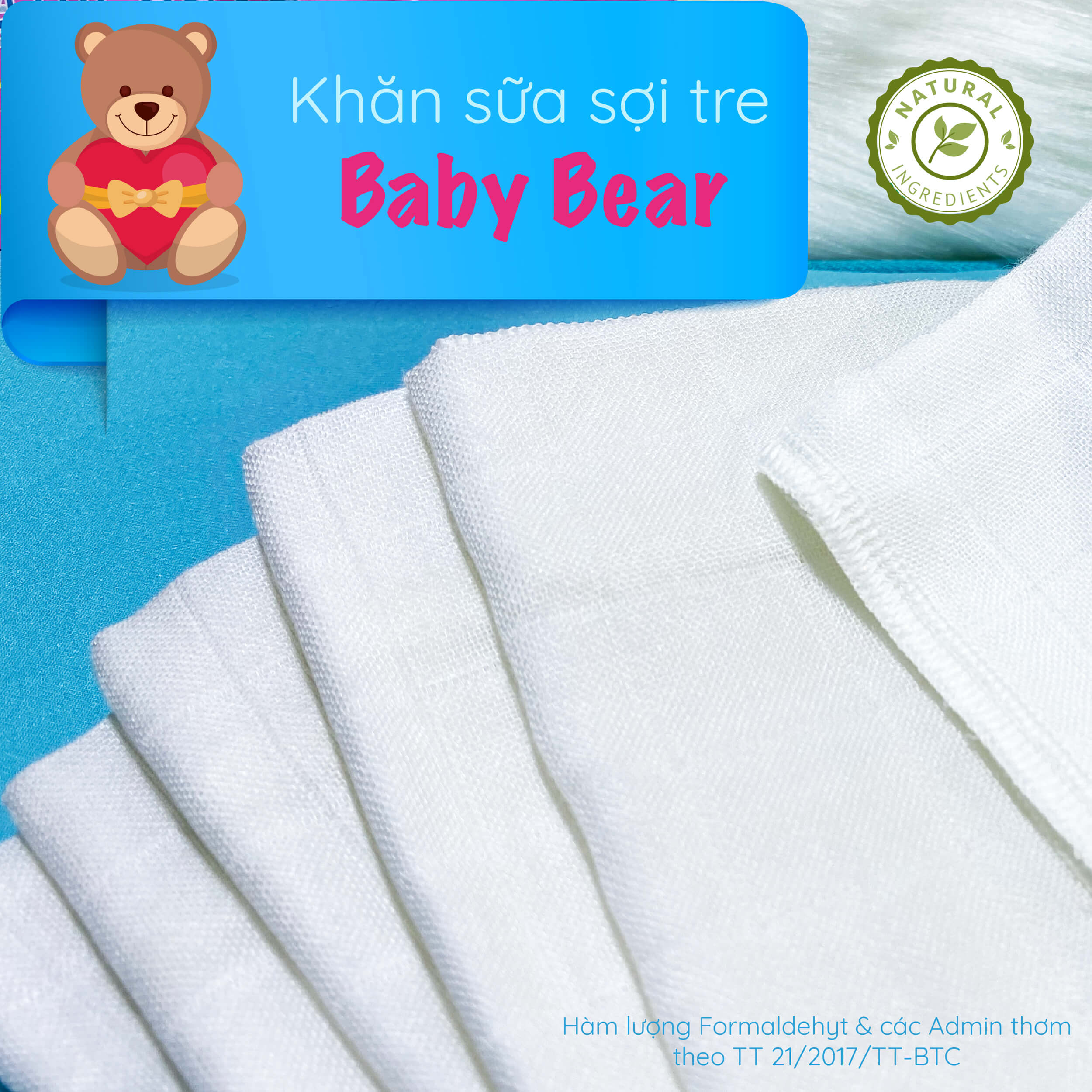 Khăn sữa sợi tre Baby Bear 25x32cm 2 lớp