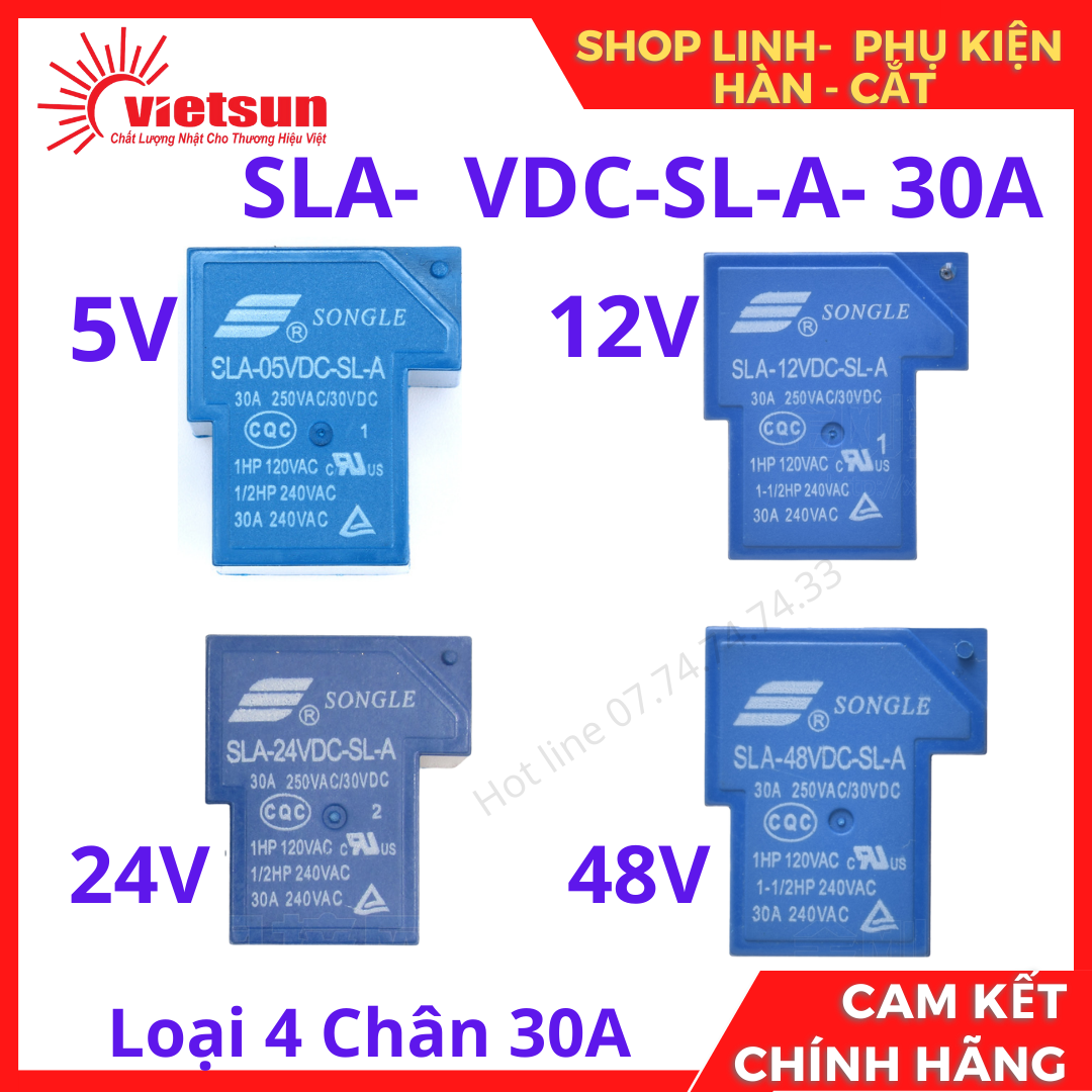 Relay sla-24vdc-sl-a 24v 30a 4 chân 5v 12v 24v 48v