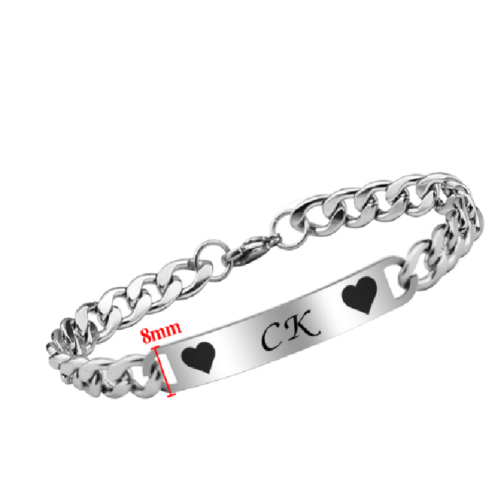 [HCM]( Có bán lẻ 1 chiếc ) Lắc tay cặp đôi inox màu bạc khắc chữ Y CK / VK Y - Cam kết 1 đổi 1 nếu đen và gỉ sét