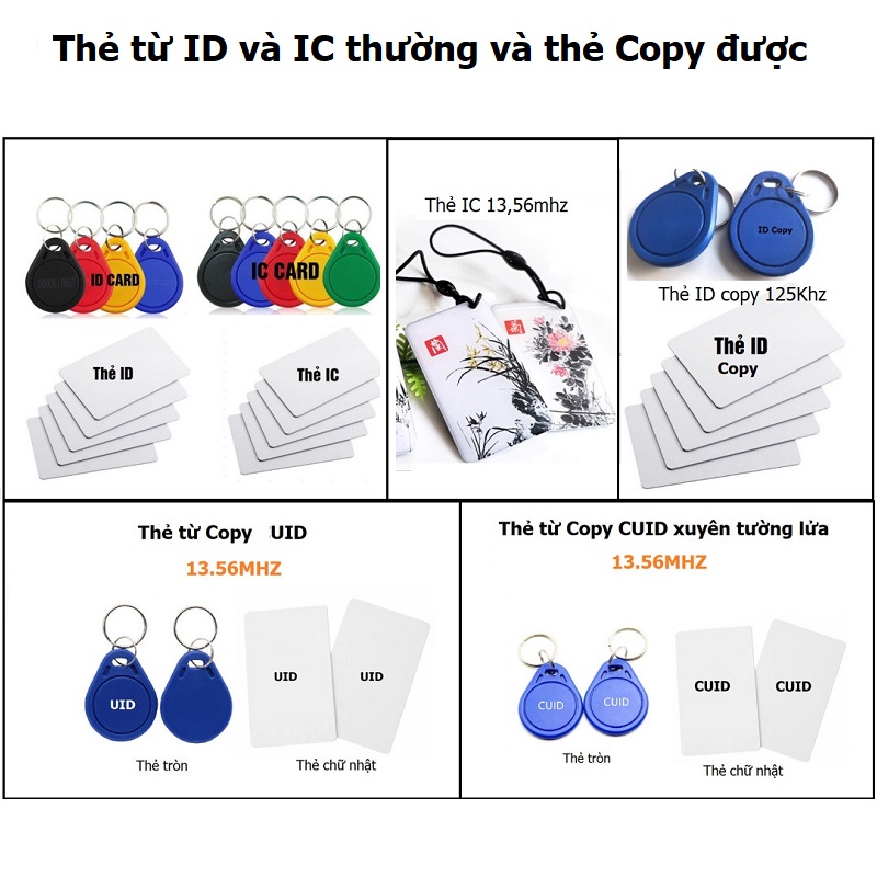 Thẻ từ ID 125khz IC 13.56Mhz loại sao chép được và loại không sao chép