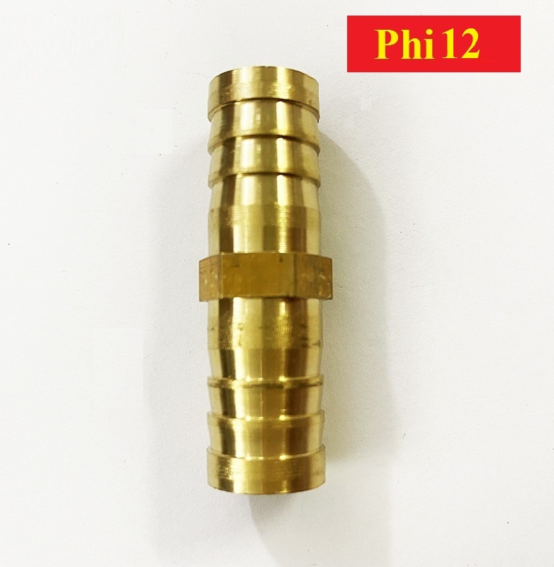 Đầu nối ống 2 đầu phi 12 ( = 12mm ) ( loại bé nhất ) - đầu nối đuôi chuột, đầu nối ống nước bằng ĐỒNG Cứng