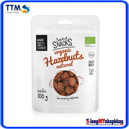 Hạt phỉ hữu cơ đã tách vỏ 100g Diet Food -Bio hazelnuts whole 100g