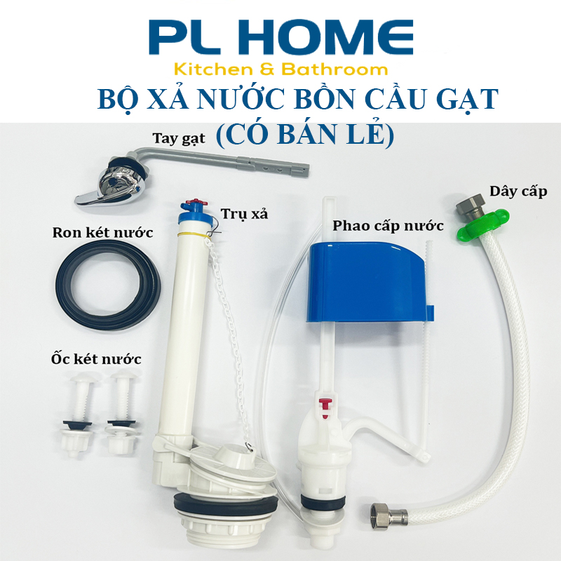 Phụ kiện Bộ xả két nước bồn cầu 2 khối rời loại tay gạt phía trước - có bán lẻ từng phụ kiện rời