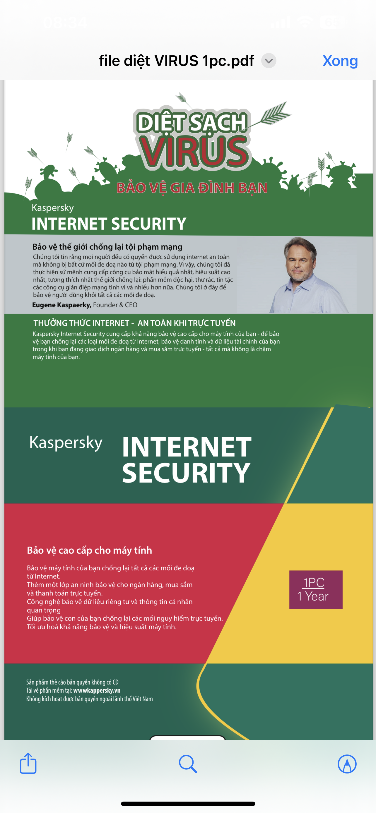 Kaspersky Internet Security 1 thiết bị 1 Năm