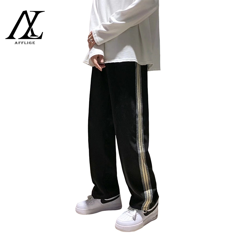 ۩☈♛ ♞AFF LIGA♞ Quần dài nam họa tiết sọc phong cách hip hop thời trang Hàn Quốc