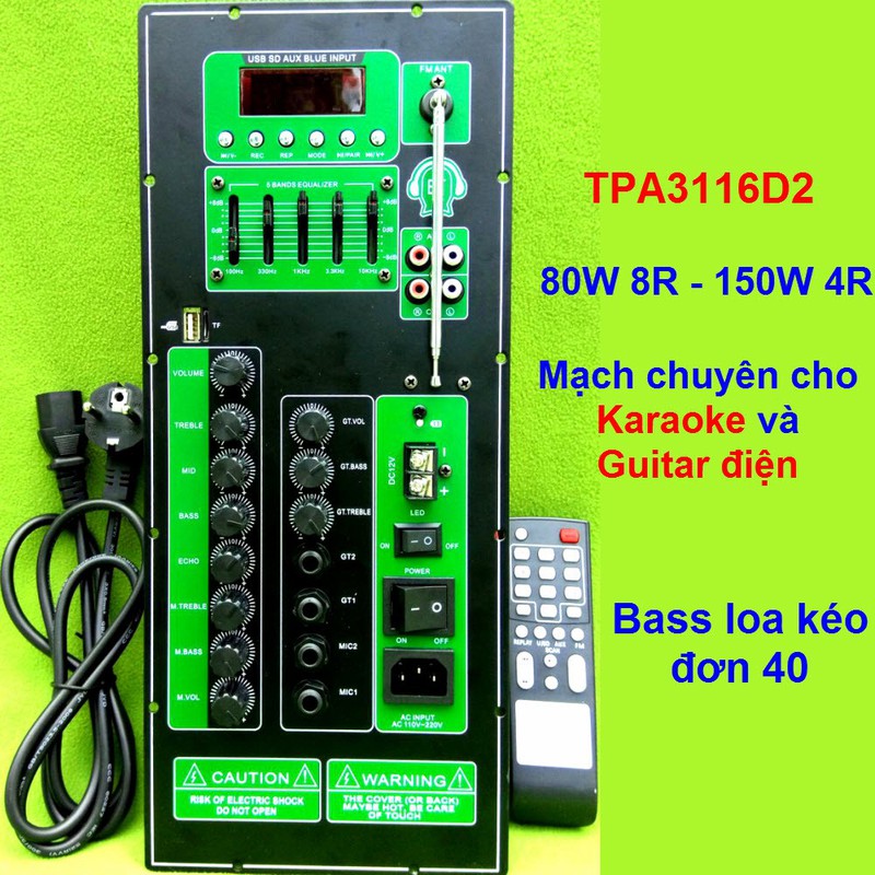 Mạch loa kéo TPA3116D2 chuyên Karaoke - Guitar điện - công suất 80W 8R - 150W 4R