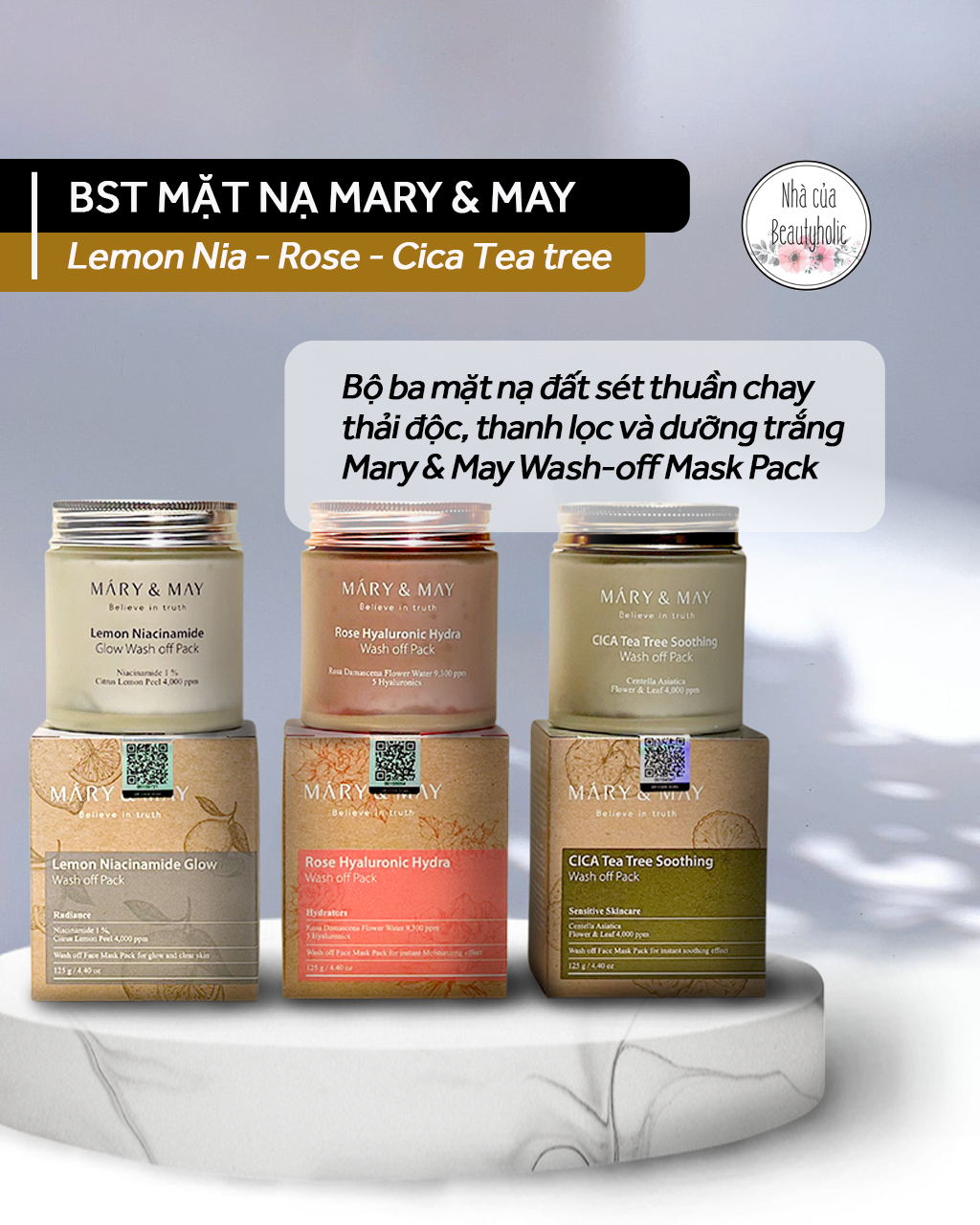 Mặt nạ đất sét mary & may wash off mask pack
