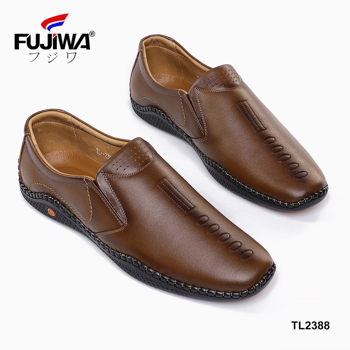Giày Lười Giày Da Nam Cao Cấp Da Bò Fujiwa - TL2388. Da bò cao cấp, đế cao su tạo độ bám tốt, bền bỉ theo thời gian