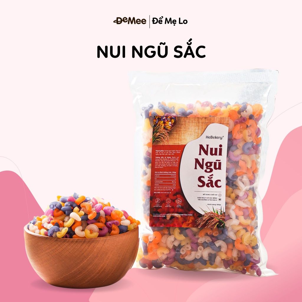 Nui Ngũ Sắc Tự Nhiên Từ Rau Củ 5 Vị Hebekery - Dinh Dưỡng Chuẩn Eatclean - Healthy Cho Mẹ Và Bé by Demee