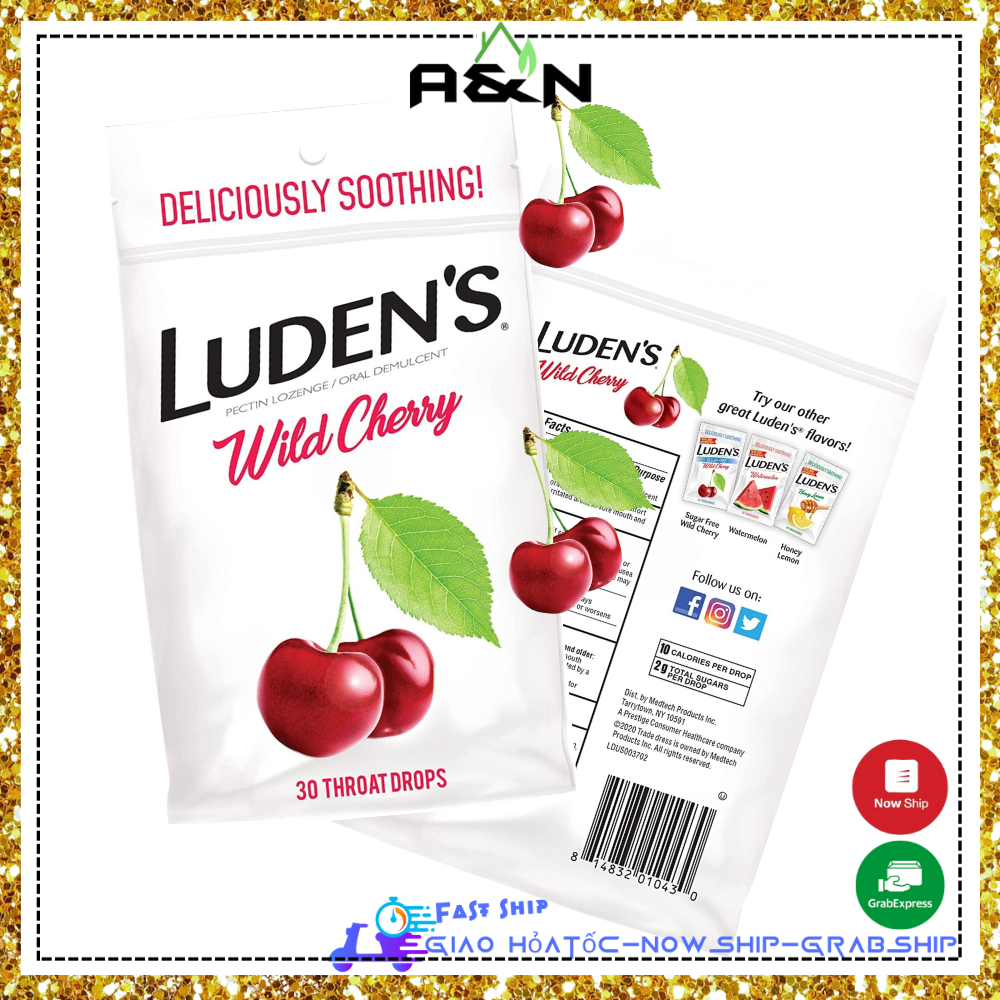 Kẹo ngậm Luden's hương Cherry - 30 viên
