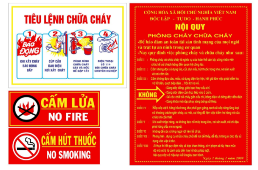 Bộ nội quy, tiêu lệnh PCCC - BỘ NỘI QUY - TIÊU LỆNH - CẤM LỬA - CẤM HÚT THUỐC ( 4 LOẠI 1 BỘ)