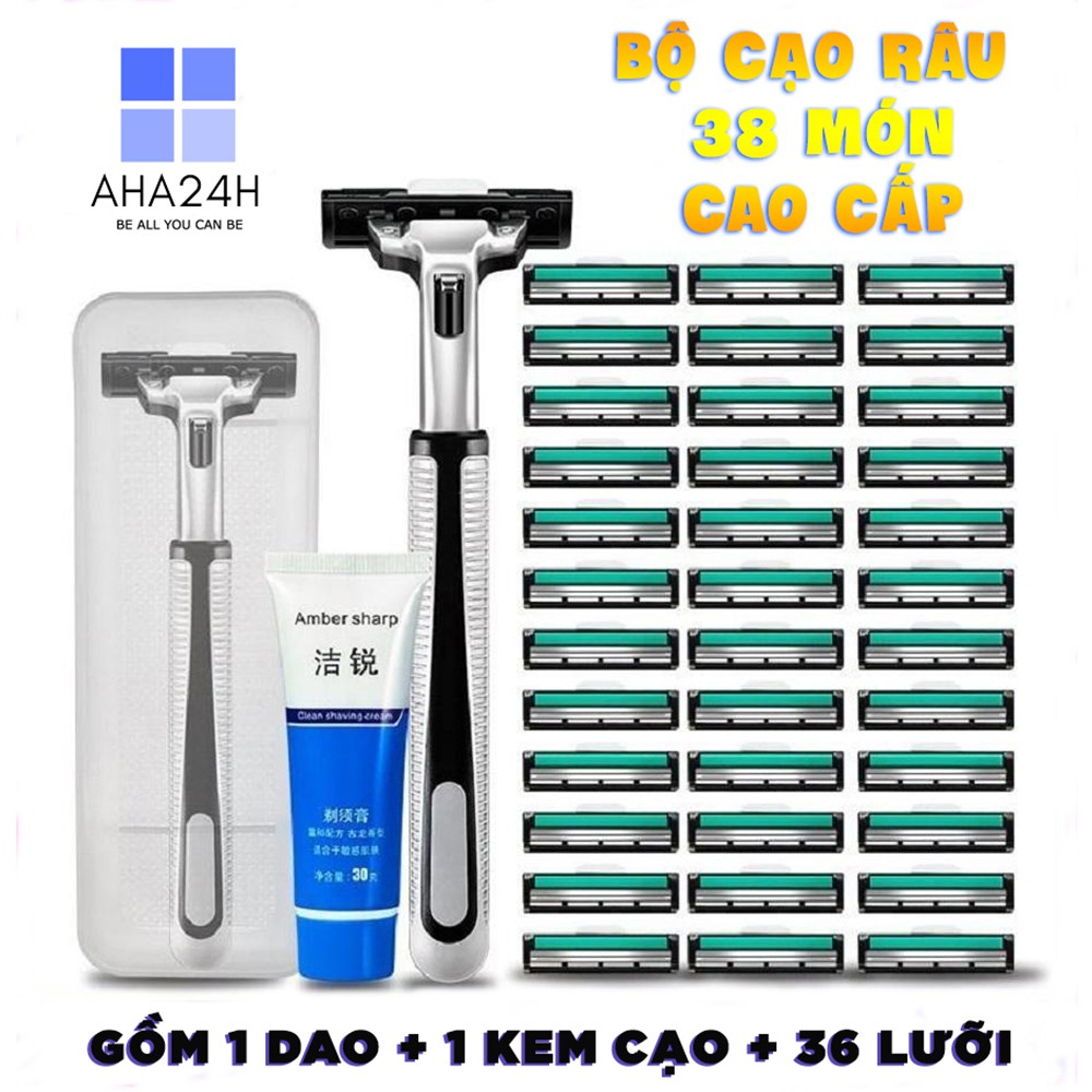 [HCM]Bộ Dao Cạo Râu 36 Lưỡi Kép Siêu Bén Tặng 1 Tuýp Kem Bôi Trơn