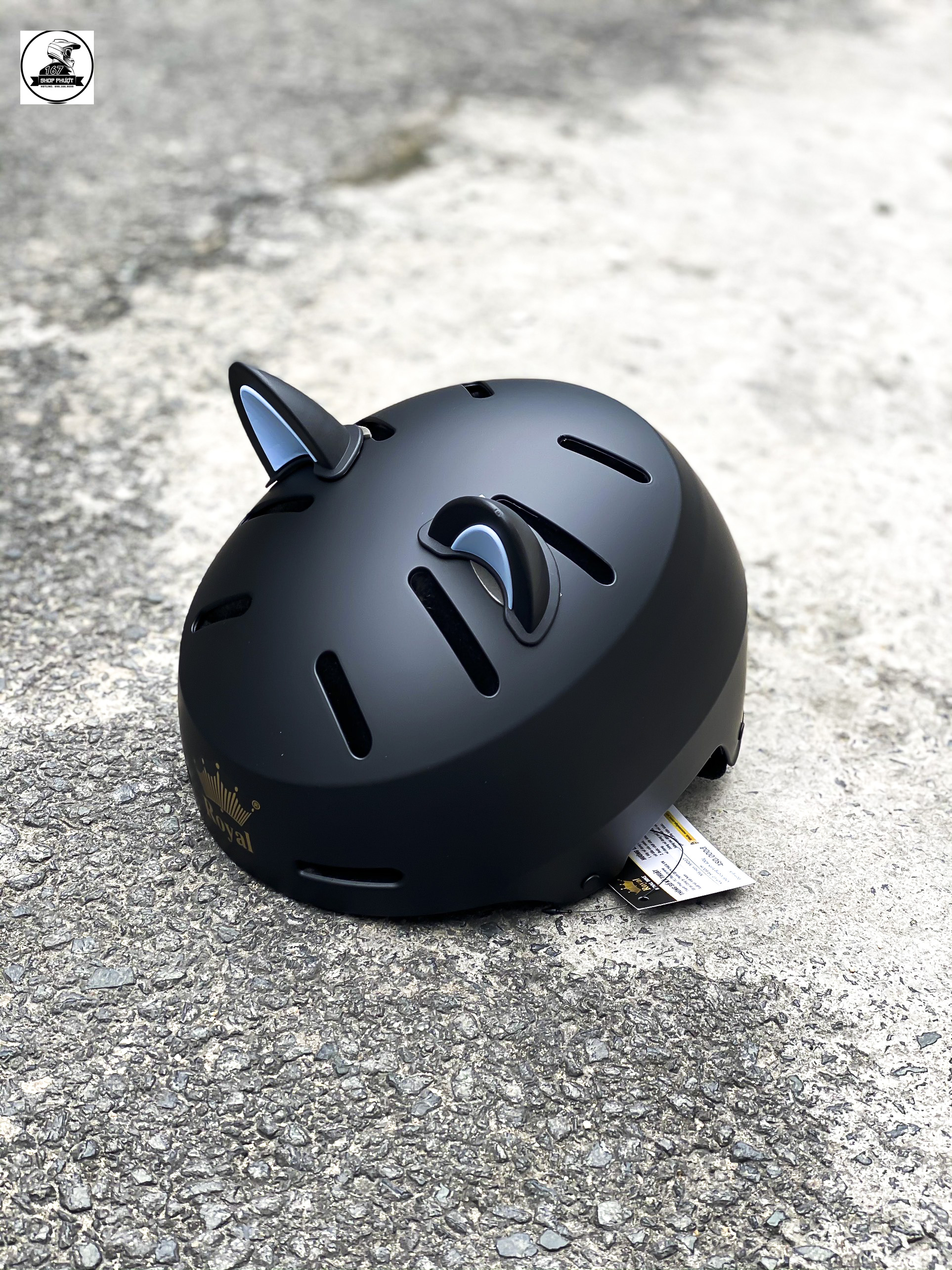 ( Tặng tai mèo) NÓN THỂ THAO ROYAL MD17 MÀU ĐEN NHÁM GIỐNG MŨ POC P05 CHÍNH HÃNG