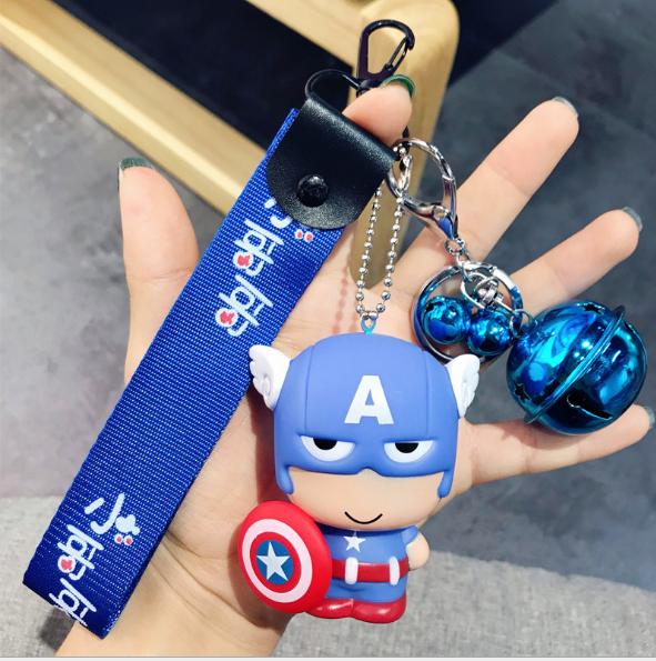 Móc khóa Captain American móc khóa siêu anh hùng kèm dây và chuông lớn