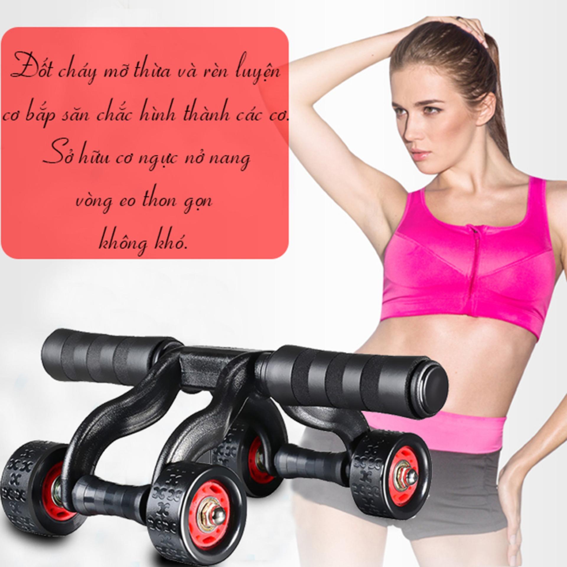 Con Lăn Tập Cơ Bụng 4 Bánh, Cách Giảm Mỡ Bụng, Các Bài Tập Giảm Mỡ Bụng Mua Ngay Con Lăn 4 Bánh Tặng Kèm Tấm Chặn Và Thảm Lót Gối Chân