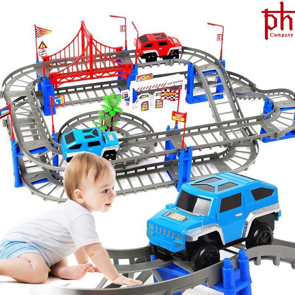 Bộ đồ chơi đường đua ô tô - ô tô đường ray, bộ lắp ráp đường đua ô tô phát triển trí thông minh cho bé