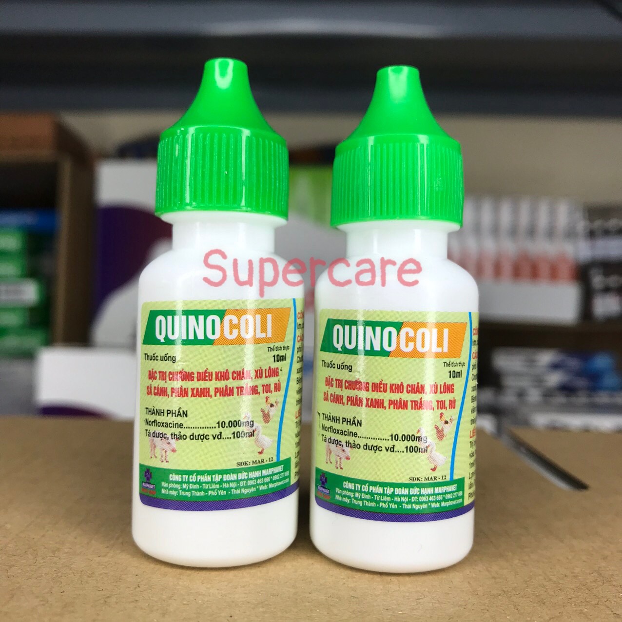[Hoàn tiền 10%] [CÓ HỎA TỐC] Combo 2 lọ Quinocoli 10ml - Chướng Diều Khô Chân, Toi Rù, Phân Xanh Trắng trên Gia Cầm