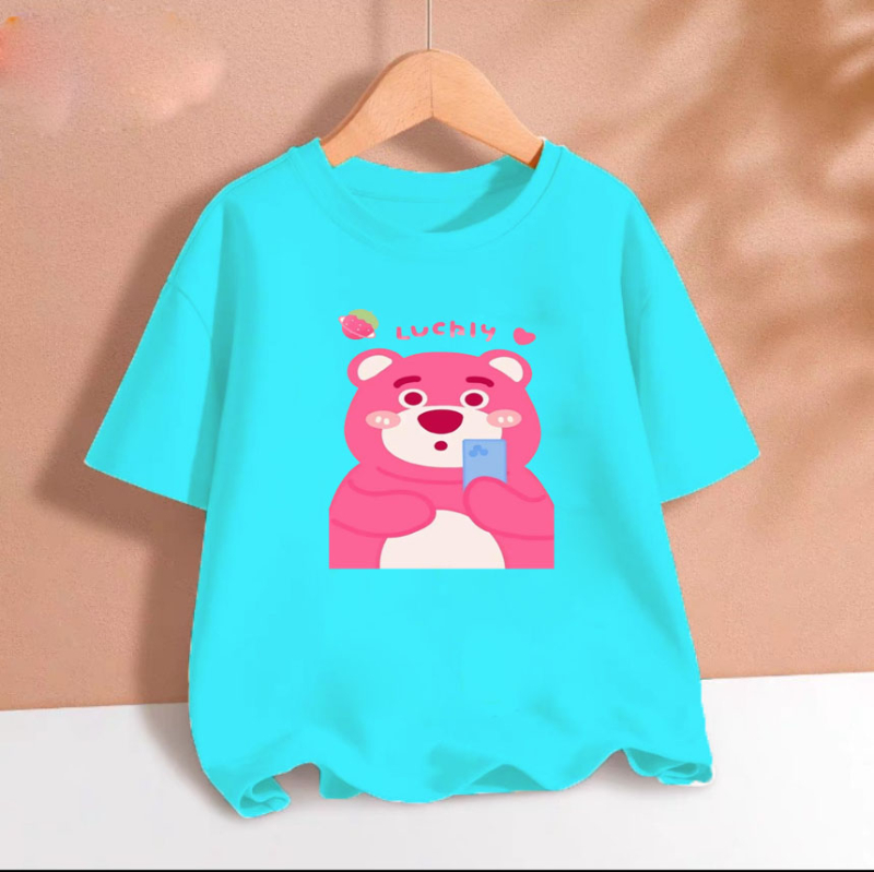 BIBO SHOP Áo thun cho bé gái gấu dâu lovely chất cotton phom rộng size từ 9 đến 65kg