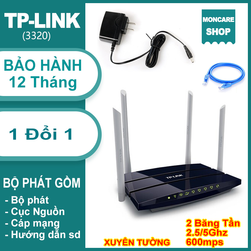 Bạn sẽ tiết kiệm được hơn 300k khi sử dụng sản phẩm bộ phát wifi tplink 4 dâu , Cục phát WiFi TP LINK 4 râu băng tần kép , tốc độ cao, xuyên tường, cắm vào là dùng ngay - Bảo hành 12 tháng.