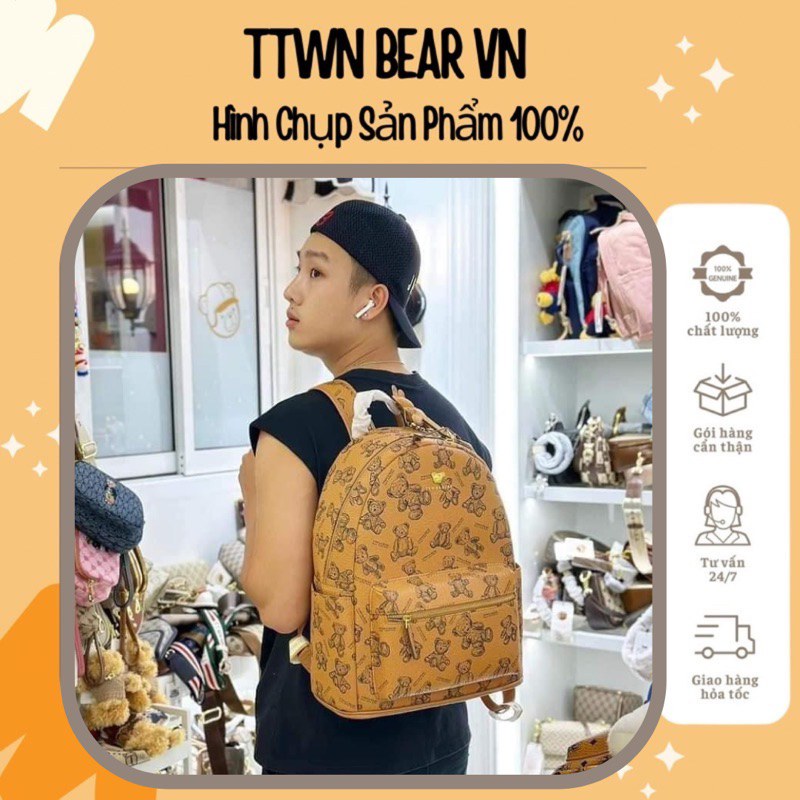 ‼️ new balo ‼️ ttwn bear balo size xl 41cm đựng lap 14 gấu nâu new