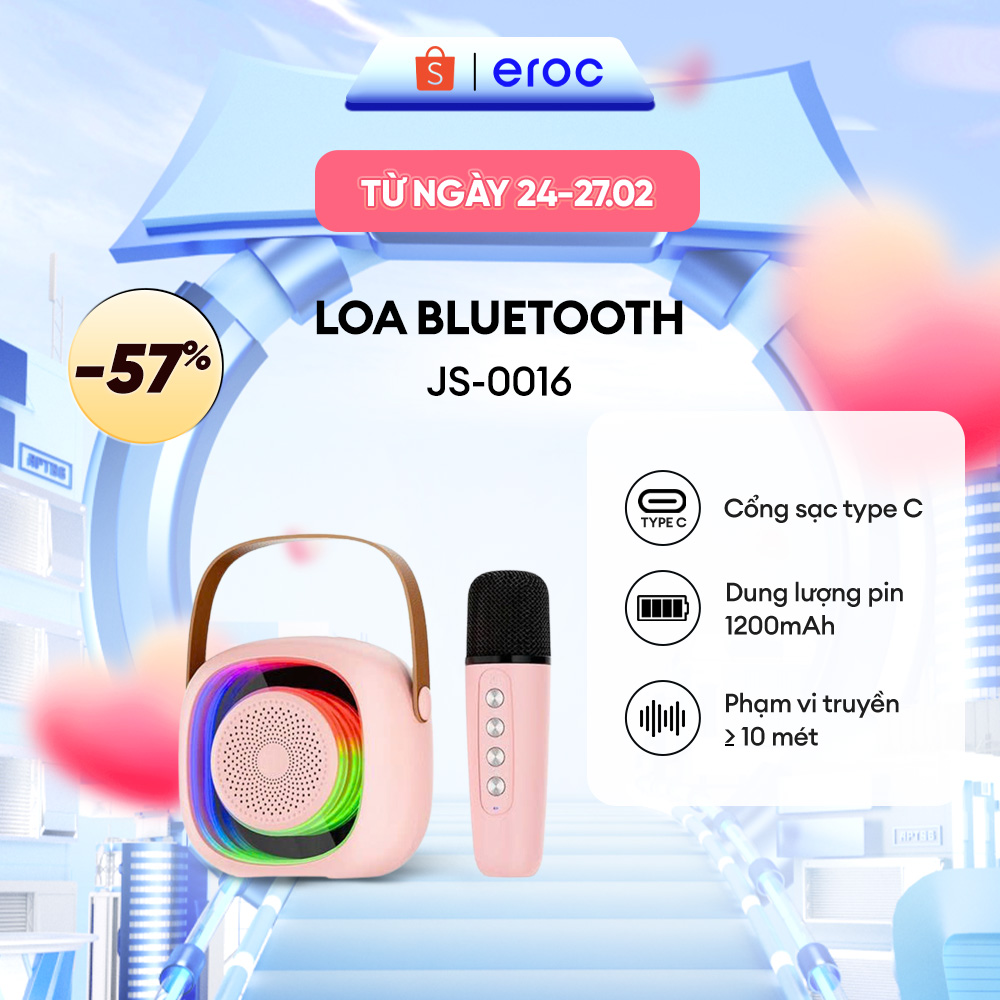 (KÈM SẴN 1 MÍC ) Bộ Loa Bluetooth Karaoke Mini RUIZHI JS-0016 Công Suất 10W Thiết Kế Đèn Lồng Thời Trang Tiện Lợi mang Theo