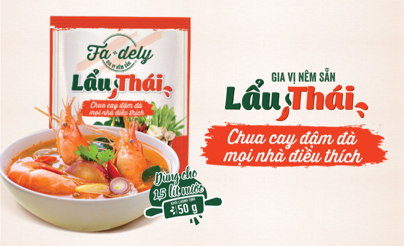 Lẩu thái chua cay đậm đà gói 50gr dùng 1.5 lít nước dạng bột pha
