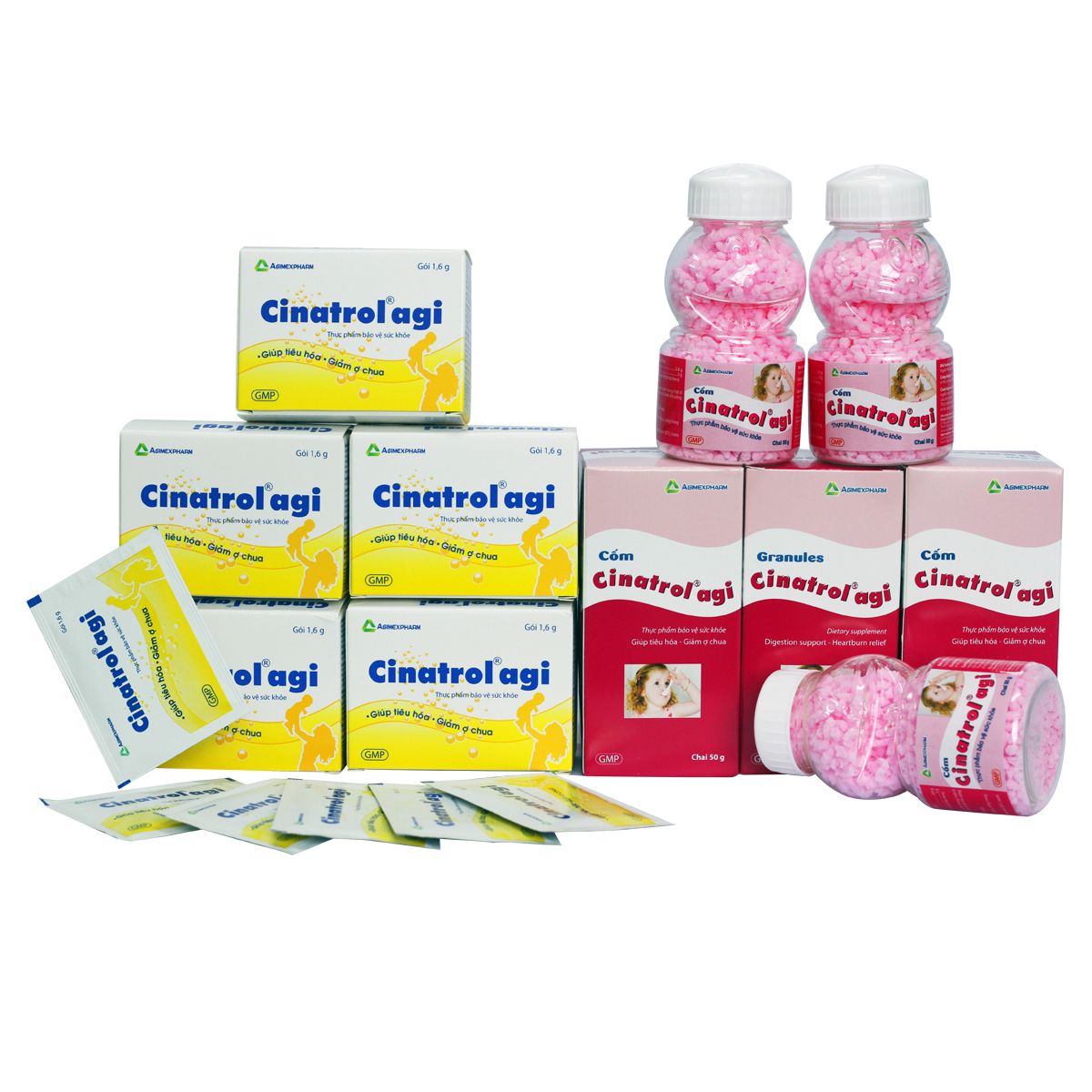 Cốm tiêu hóa cho trẻ emcinatrol hồng - agimexpharm - chai 50g