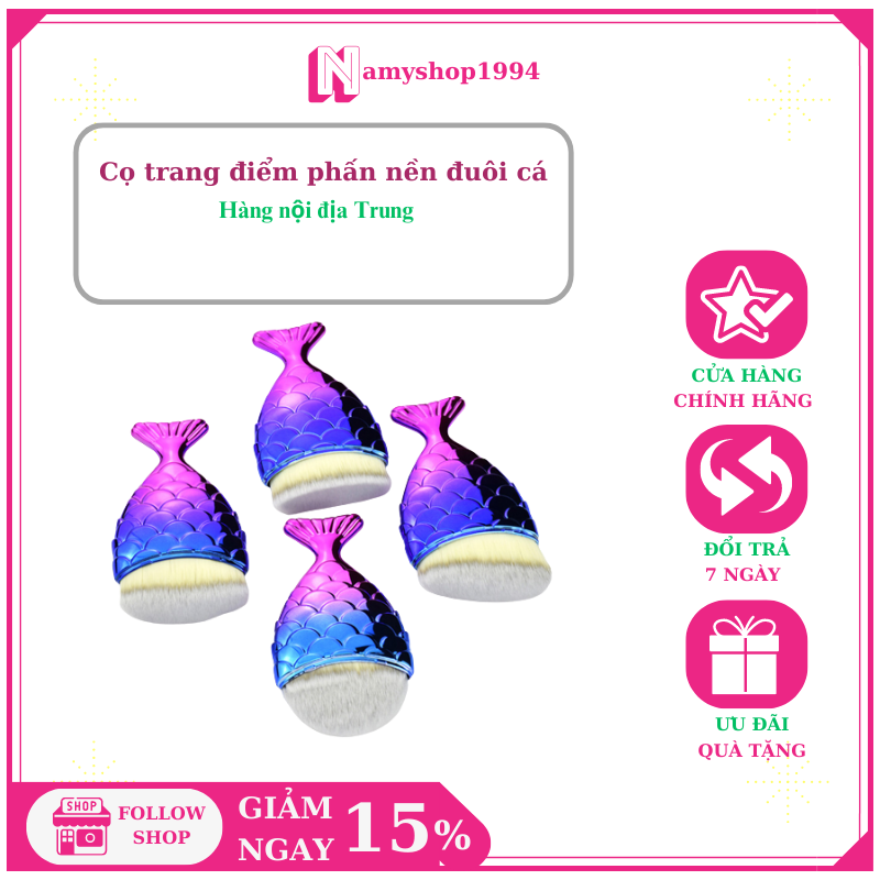 Cọ trang điểm phấn nền MOCCIOL hình đuôi cá nhỏ gọn dễ dàng mang theo NMS128