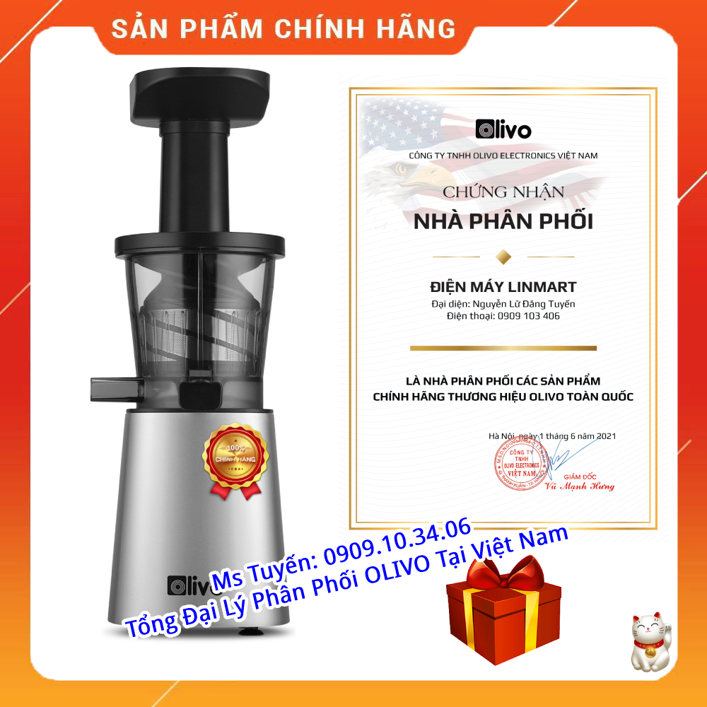 [CHÍNH HÃNG] Máy Ép Chậm Olivo SJ210 - Thương hiệu Mỹ - Ép Trái Cây, Rau Cải không lo kẹt Bã, Dễ Vệ Sinh