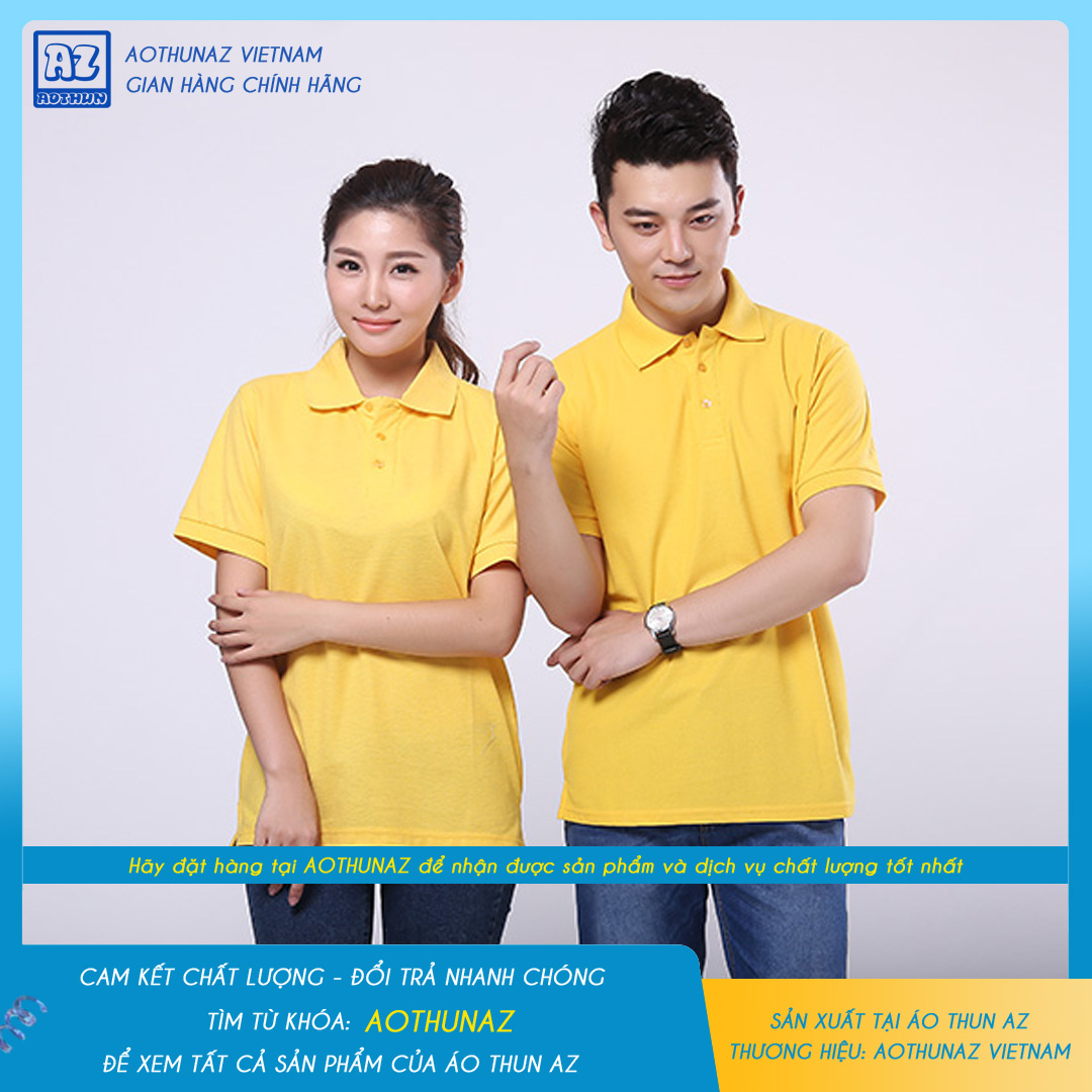 AOTHUNAZ - Áo thun nam nữ màu vàng mơ cổ trụ polo thời trang trẻ trung - Vải cá sấu cao cấp VNXK