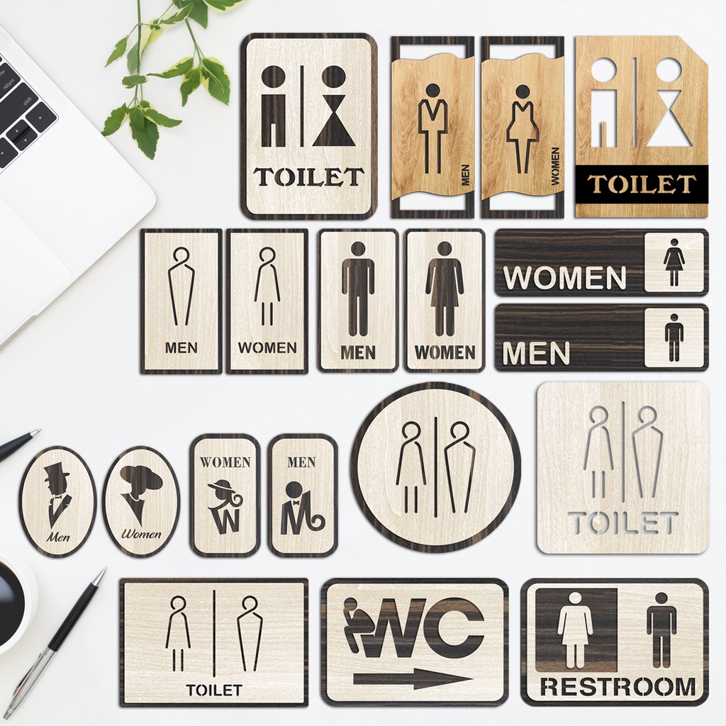 Bảng biển toilet - bảng gỗ vintage decor toilet - wc nam nữ - resroom