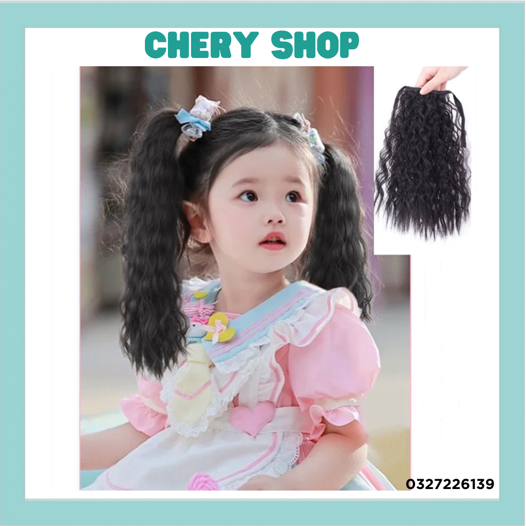 Tóc giả dành cho bé gái cột xù ngắn cho bé siêu kute 35cm